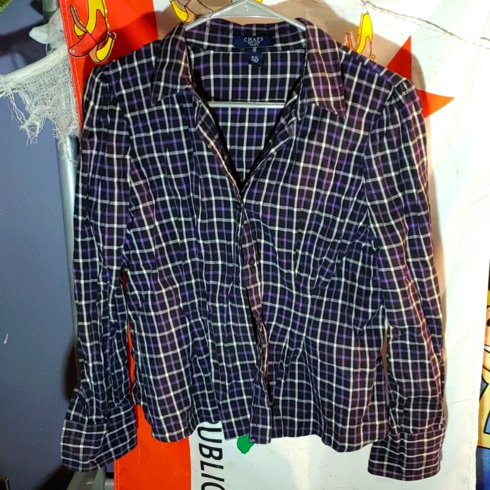 ✨ 2/$20 ✨ chaps purple plaid button down